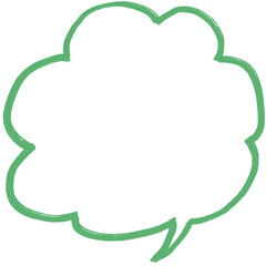 Green Speech Bubble, Speech Balloon Sign, Empty Blank, Hand Drawn Doodle 