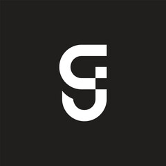 letter gj simple geometric lowercase dot logo vector