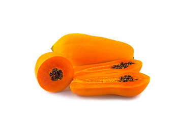 ripe papaya on a white background,isolated