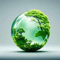 A green globe with the trees and ecology concept a nice-world earth and water day concept