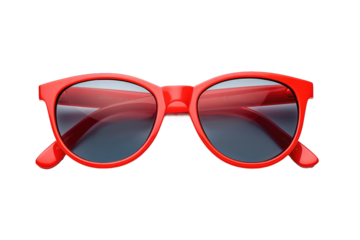 A pair of red sunglasses. on a White or Clear Surface PNG Transparent Background.