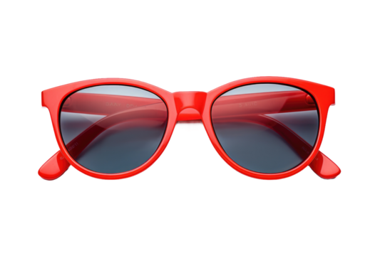 A pair of red sunglasses. on a White or Clear Surface PNG Transparent Background.