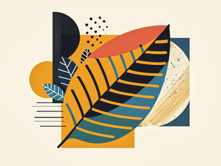 Bauhaus Blossoms, Abstract Leaf Flat Illustration