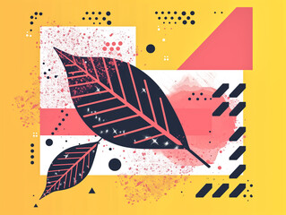 Bauhaus Blossoms, Abstract Leaf Flat Illustration