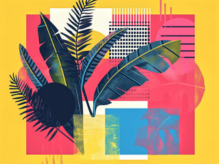 Bauhaus Blossoms, Abstract Leaf Flat Illustration