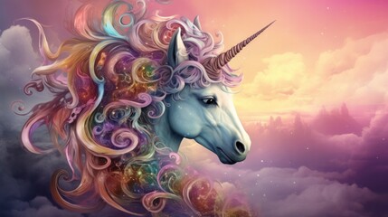 Obraz na płótnie Canvas A unicorn in the fantasy world. Generative AI.