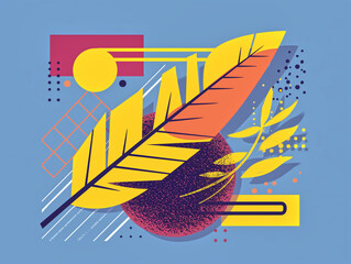 Bauhaus Blossoms, Abstract Leaf Flat Illustration