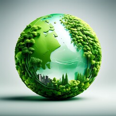 A green globe with the trees and ecology concept a nice-world earth and water day concept