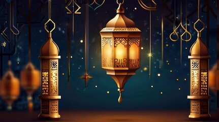 arabic lantern of ramadan celebration,eid mubarak, copy space area background plain white...
