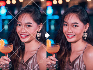 Before and after example of AI copyright or watermark remover tool erasing watermarks from a a...