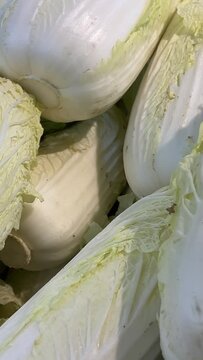 Chinese Cabbage in Thailand Market,It's fresh from farm,In Thailand Chinese Cabbage is in variety menu of thai foods. chinese cabbage High quality 4k footage