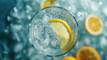 Alcoholic gin tonic drink