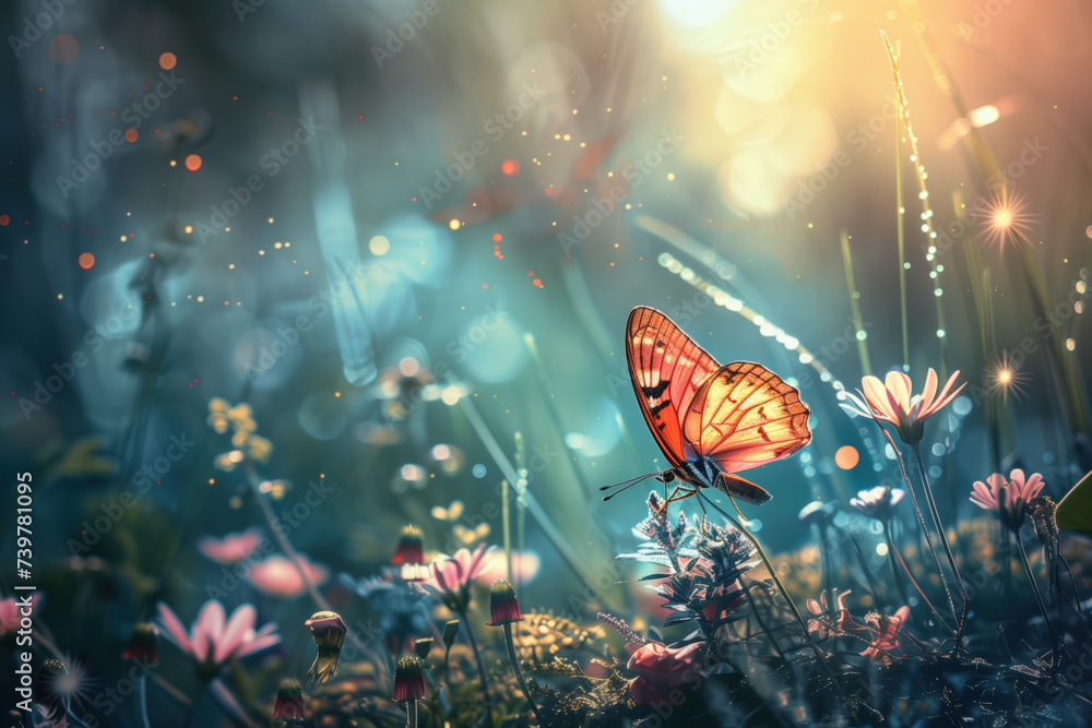 Aufkleber closeup of a butterfly. a slide background showcasing the beauty and uniqueness of life. nature and 