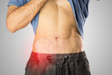 A man has pelvic problem.