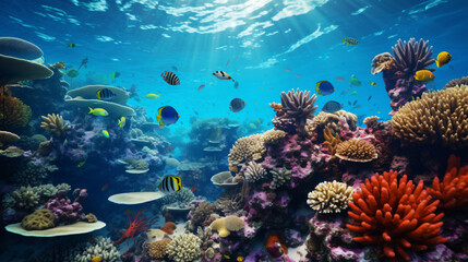 Naklejka na ściany i meble An underwater scene of a coral reef