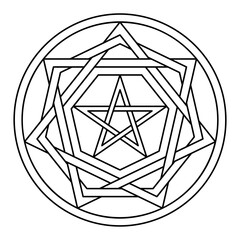 Sigillum Dei, Seal of God, or Seal of Truth. Basic geometric structure of the symbol of the Living God, as it was described in 14th-century book Liber Juratus, attributed to Honorius, son of Euclid.