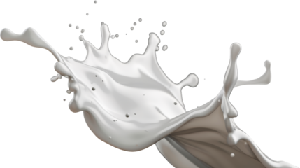 Flying splash of white liquid or milk isolated on transparent background