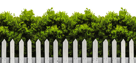 Fototapeta premium Fence from light wood and green grass - isolated on transparent background