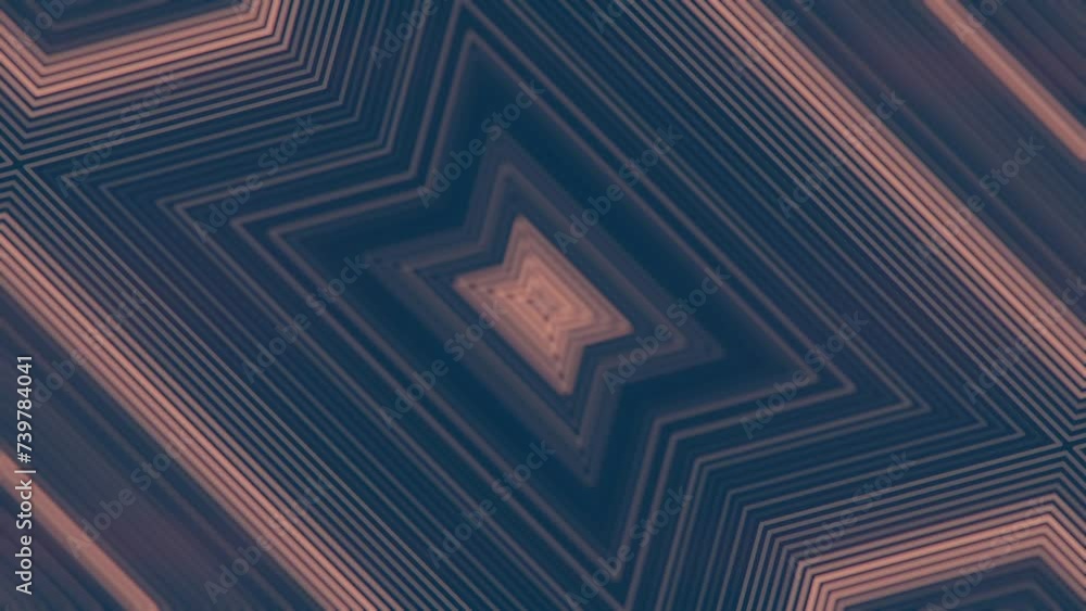 Fototapete digital seamless loop animation with burning moving geometric light pattern of orange lines on dark 