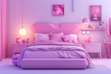 Fototapeta na wymiar Pink Bedroom 3D model