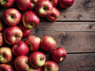 Fototapeta na wymiar Organic red apple background with copy space. Fall inspired food concept 