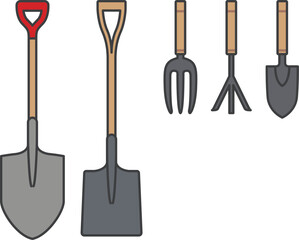 Shovel illustrations of various designs