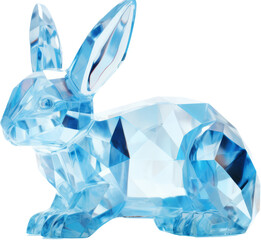 rabbit,sky blue crystal shape of rabbit,rabbit made of crystal isolated on white or transparent background,transparency 