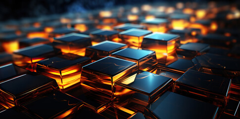 Fototapeta premium Abstract background with structure of cubes, A Colorful Technological Composition.
