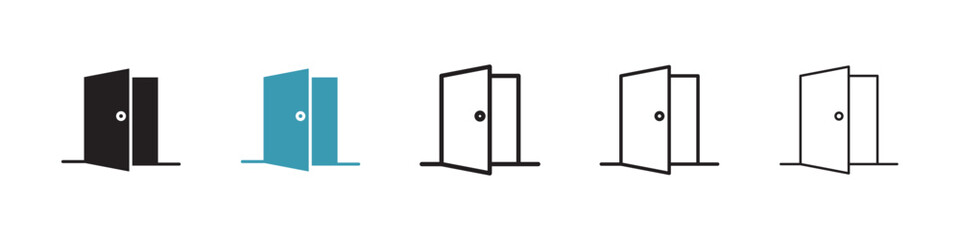 Entrance Gateway Vector Icon Set. Residential access double doorway vector symbol for UI design.