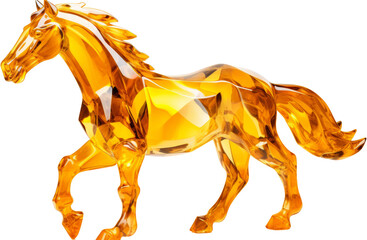 horse,yellow crystal shape of horse,horse made of crystal isolated on white or transparent background,transparency 