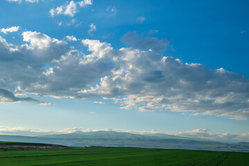Fototapeta premium mountains lakes cloudy sky waterfall green and nature landscapes
