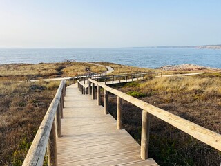 Boardwalk by the ocean coast 