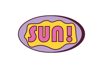 Sun Typography Retro Sticker Design