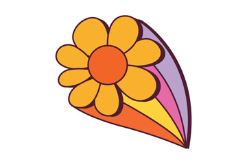 Flower Retro Flat Sticker Design
