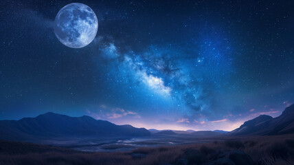 Fototapeta na wymiar Sky at Night with Milky Way Galaxy is beautiful sky