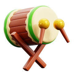 bedug takbeer eid fitr celebration drum instrumental for Islamic holy month activity 3d icon illustration render design