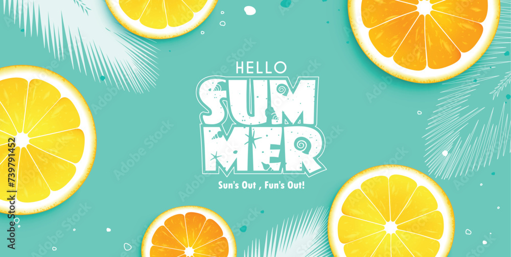 Aufkleber hello summer text vector background. summer hello greeting text in green space for typography with t