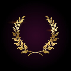 Winner wreath of laurel branches realistic vector illustration. Premium award for best participant 3d model on dark background. VIP service © ApoevArt