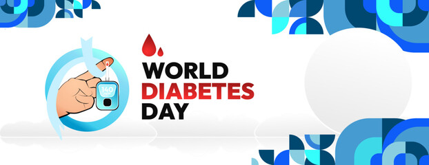 World Diabetes Day banner for awareness and concern. Geometric banner for International Diabetes Day.