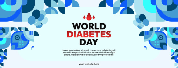 World Diabetes Day banner for awareness and concern. Geometric banner for International Diabetes Day.