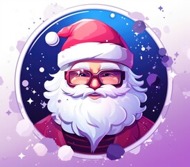 Jolly Santa Claus Smiling Amidst Falling Snowflakes - Generative AI