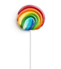 Vibrant Rainbow Swirl Lollipop on a Stick - Pure Sweetness - Generative AI