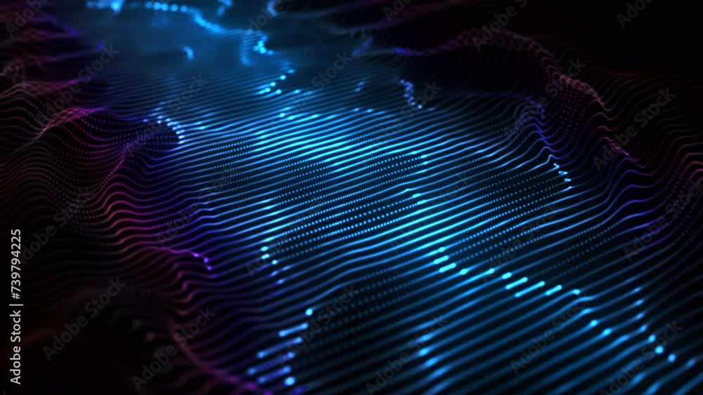 Aufkleber bright three-dimensional waves of information in digital space. abstract concept of soundwaves, arti