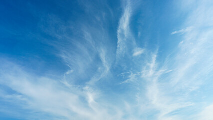 Blue sky, white clouds, dramatic sky.