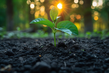 plant in the ground , green growing in nature 