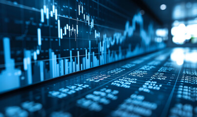 Digital Stock Market Graph  with Blue Screen Technology
