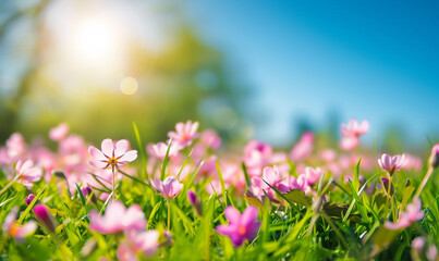 Obraz na płótnie Canvas Colorful Spring Meadow Flowers in Nature's Garden
