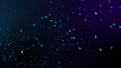 Stream of binary code flies in virtual space. Abstract concept of information technology, software development and artificial intelligence. Data particles in form of numbers 0 1 swirl in digital space