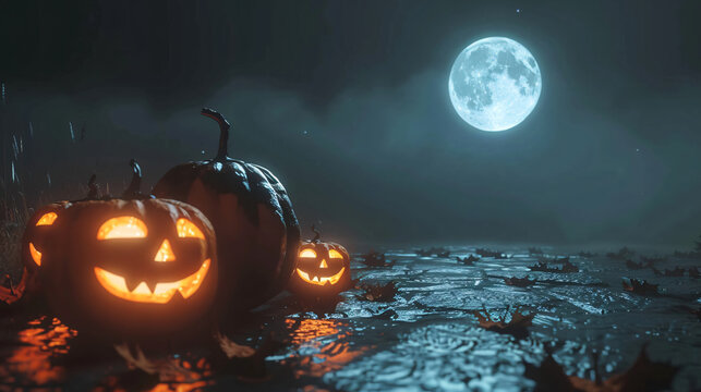 Halloween background Creepy pumpkin