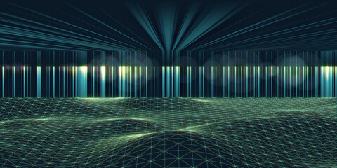 Abstract technology background. Future triangle  technology grid with blurred lines. Global software  network computer technology. Concept for science, technology, computing.